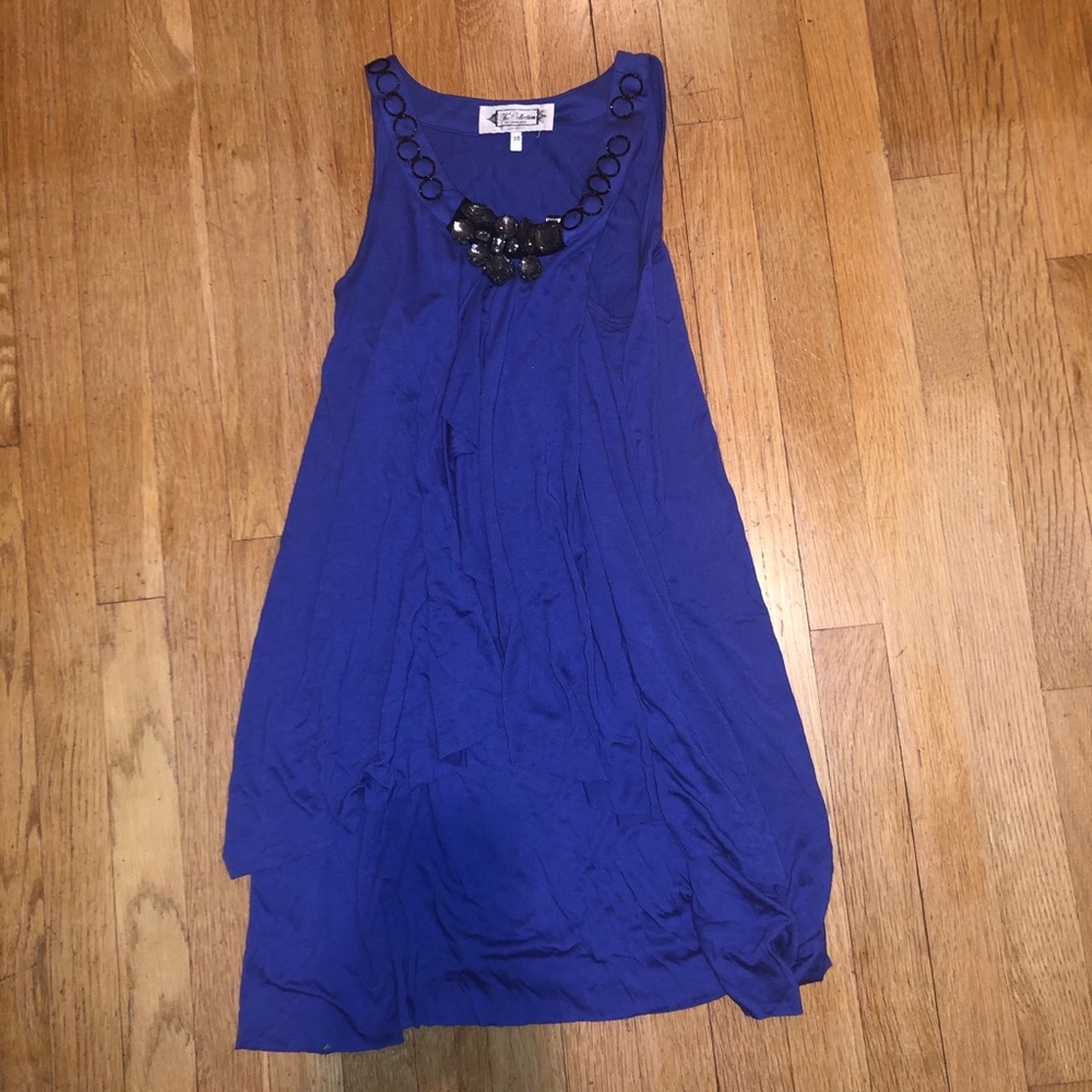 Royal Blue Embellished Ruffle Dress Girls Sz 16